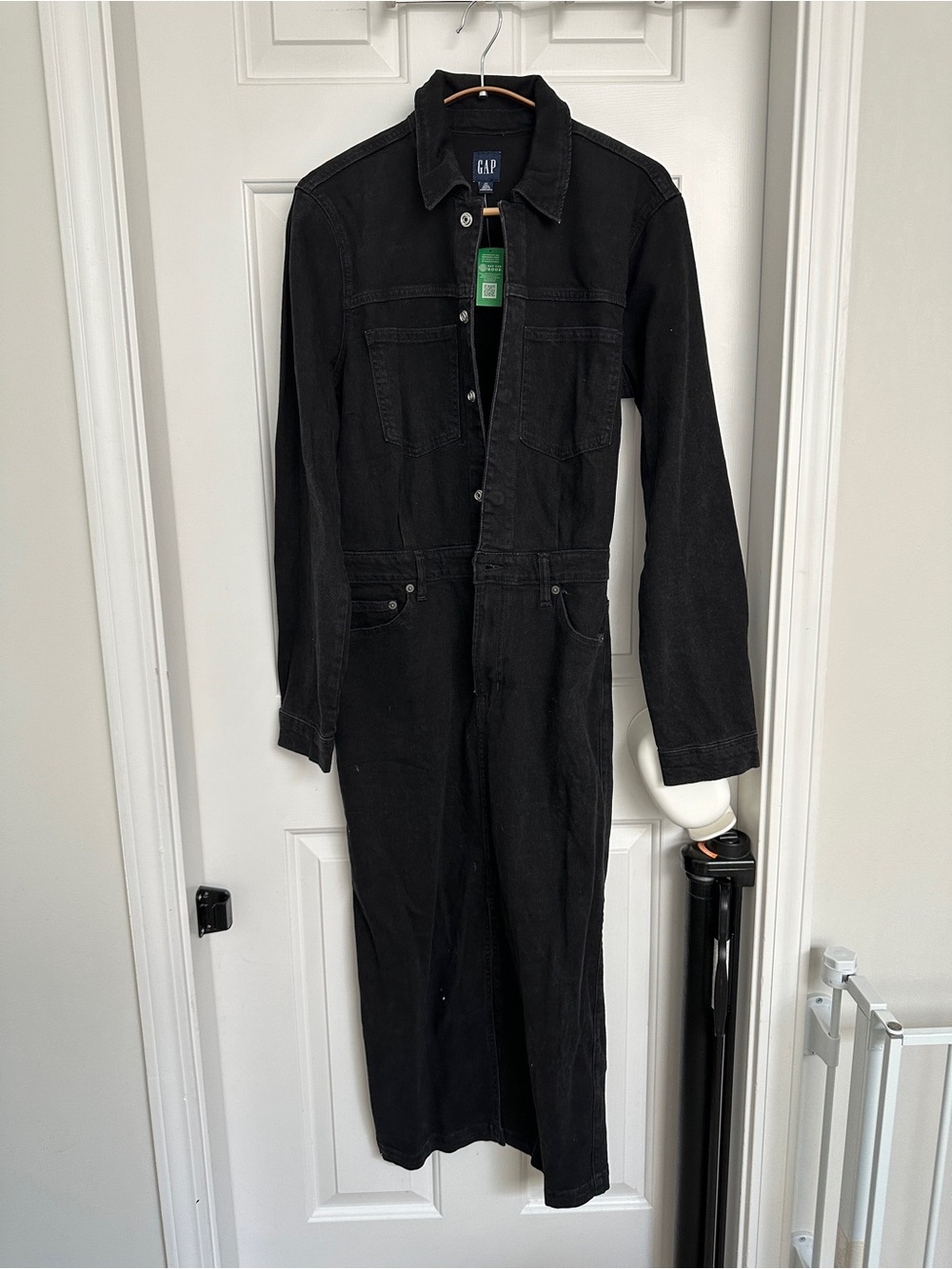 GAP Black Denim Utility Shirt Dress - S Tall